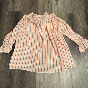 Women’s preppy stripe pink and blue blouse
